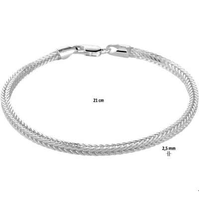 Afbeelding van Armband Zilver Vossestaart 2,5 mm x 21 cm lang