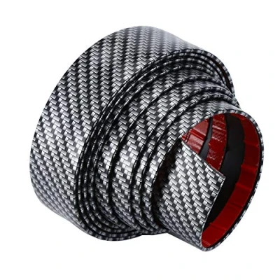 Afbeelding van ETOPARS Autodorpelbescherming voor in de auto, koolstofvezel, rubberen bumper, randbescherming, trimdrempel, krasbestendig, 2,5 m x 7 cm