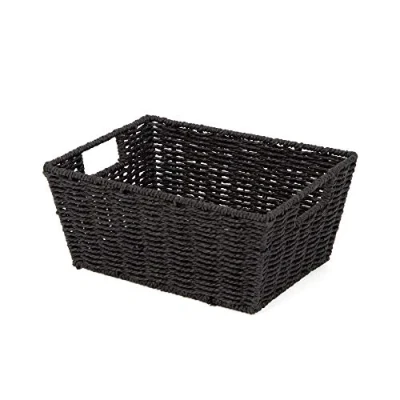 Afbeelding van Compactor, Opbergmand Etna Gevlochten Papier Zwart, Afmetingen: 31 x 24 H. 14 cm, RAN6543