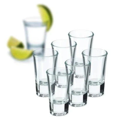 Afbeelding van KADAX borrelglazen, vaatwasmachinebestendige 25 ml klassieke borrelbekers van transparant, loodvrij glas, stamper voor wodka, likeuren en tequila (6 stuks)