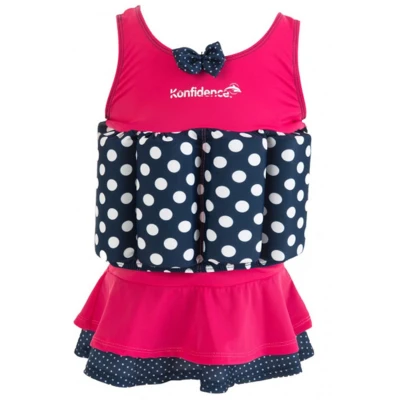 Afbeelding van konfidence float suits pink polka 2 3jaar zwempak met blokjes