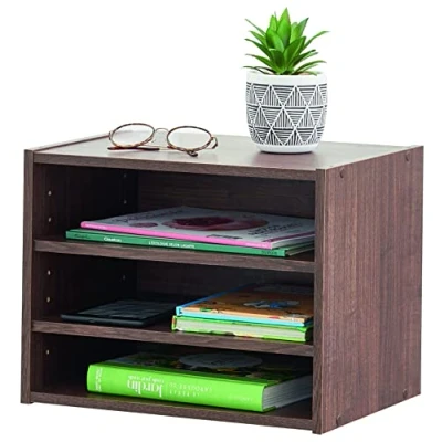 Afbeelding van Iris Ohyama, 3 laagse plank / open kast stapelbare houten kist zijkasten met planken, Design, Kantoor, woonkamer Stack Box STB 400T Bruin