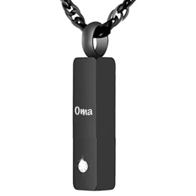 Afbeelding van Luxe Ashanger Met Ketting En Gravering Oma Assieraad Zwart As Gedenksieraad Urn Incl. vuller