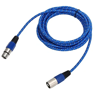 Afbeelding van XLR kabel, 5 M Microfoonkabel Blauw Geweven 3 pins Mannelijk Naar Vrouwelijk Audiokabel Accessoire voor Microfoonaansluiting, Elektronische Audioapparatuur, Versterker