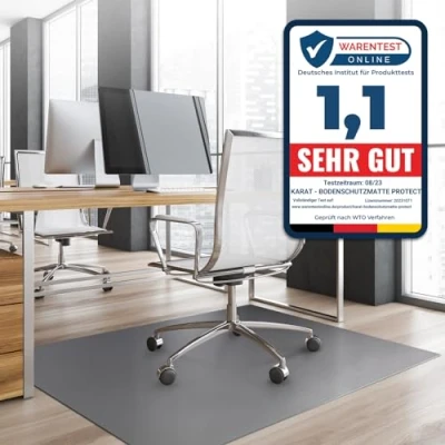 Afbeelding van KARAT Vloerbeschermingsmat voor harde vloeren Neo vloerbescherming beschermingsmat bureaustoel parket laminaat vloermat dikte: 1,5 mm (donkergrijs, 114 x 250 cm)