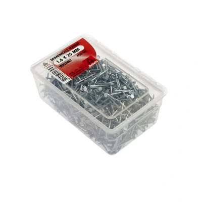 Afbeelding van Deltafix. Spijkers. DRAAD NAGELS PLATKOP 1.6x25 MM. lang. VERZINKT. 450 Gram.
