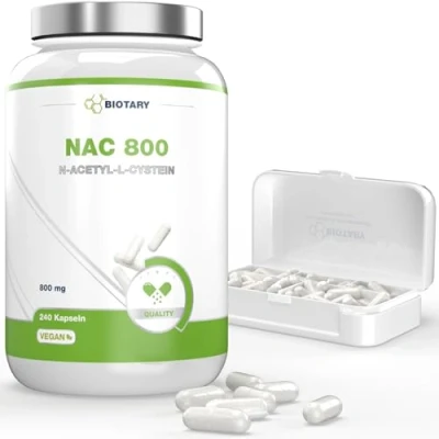 Afbeelding van NAC 240 capsules 800 mg voorraad 8 maanden inclusief pillendoos hoge dosis veganistisch laboratorium getest premium kwaliteit