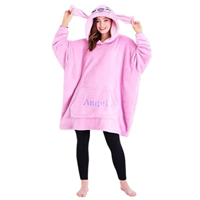 Afbeelding van Disney Hoodie Deken, Sherpa Fleece Oversized Hoodie, Eeyore Stitch Geschenken (Roze Engel)