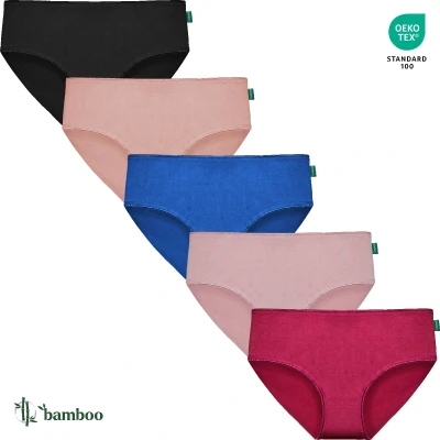 Afbeelding van Dames Mini Slip Effen Mix Kleuren 5 Pack Maat M Bamboe Viscose Ondergoed Lingerie
