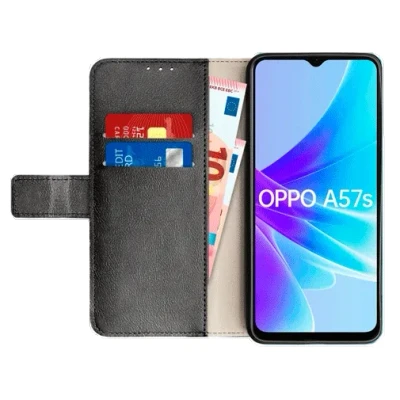 Afbeelding van Just in Case Wallet OPPO A57s Book Zwart