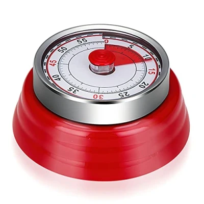 Afbeelding van Keukentimer, mechanisch, visuele timer, keuken, korte eierwekker, magnetisch, keukenwekker, tijdwekker, voor kinderen, rood