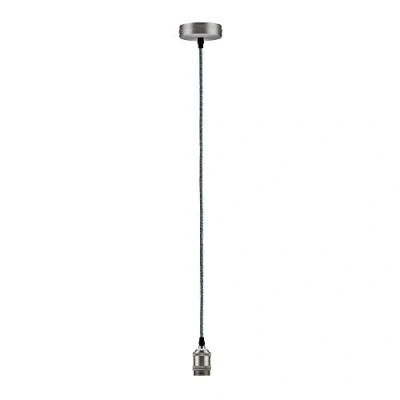 Afbeelding van Paulmann 50322 Vintage pendel E27 fitting en stoffen kabel Retro plafondlamp grijs/nikkel met geborstelde zonder lamphouder, 200 x 4.5 7 cm, Grijs, Nikkel geborsteld