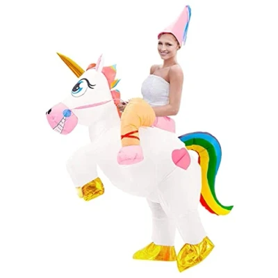 Afbeelding van Magisch eenhoorn opblaasbaar kostuum Humor Premium kwaliteit Volwassen maat Polyester Comfortabel om te dragen Resistent Inclusief inflatiesysteem SparkL®