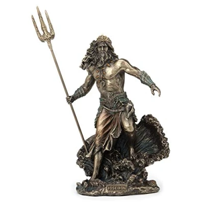 Afbeelding van Veronese Design Griekse God Poseidon Staande Boven Crashing Golven Standbeeld
