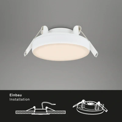 Afbeelding van BRILONER, set van 3 LED inbouwspots badkamer frameless, badkamer, IP44, warm witte kleurtemperatuur, 3W, 350 lm, 75 mm, wit
