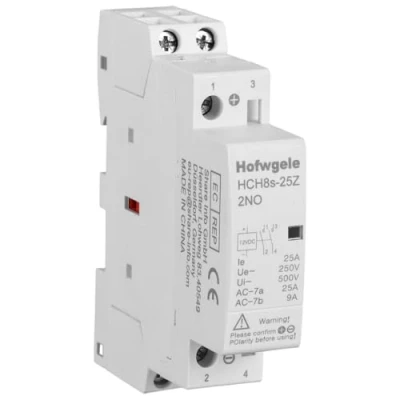 Afbeelding van Hofwgele HCH8s 25Z contactor, 12V DC, 2NO, 2 polen, modulaire huishoudelijke 25A, 50/60Hz, DIN railmontage, AC voor Smart Home House Hotel (HCH8s 2NO DC12V)