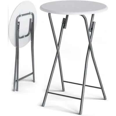 Afbeelding van Casaria Bartafel Inklapbaar 60x110cm Klaptafel Statafel Metaal MDF Wit Marmer