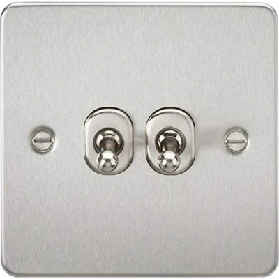 Afbeelding van Knightsbridge FP2TOGBC FPAV2TOGBC Platte Plaat 10A 2G 2 Manier Toggle Schakelaar Geborsteld Chroom