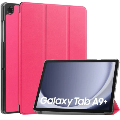 Afbeelding van Samsung Galaxy Tab A9 Plus Hoes: imoshion Trifold Bookcase Dusty Rose Kunstleder Tablet Hoezen