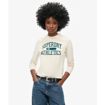 Afbeelding van Superdry Athletic Essentials Ringer SLIM Longsleeve, Dames, Maat: 40, Turtledove cream