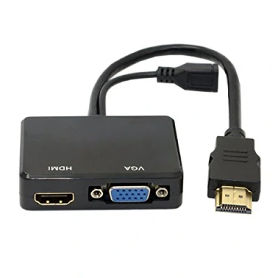 Afbeelding van cablecc HDMI naar VGA &amp; Vrouwelijke Splitter met Audio Video Kabel Converter Adapter voor HDTV PC Monitor