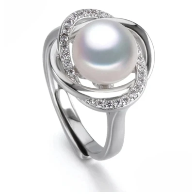 Afbeelding van N3 Collecties 925 Sterling Zilveren Wit Natuurlijke Parel met Zirkoon Ring Voor Vrouwen