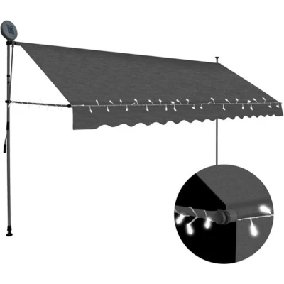 Afbeelding van Luifel handmatig uitschuifbaar met LED 400 cm antracietkleurig