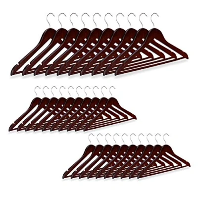 Afbeelding van Relaxdays kledinghanger hout 30 stuks met broeklat kleerhangers klerenhangers bruin