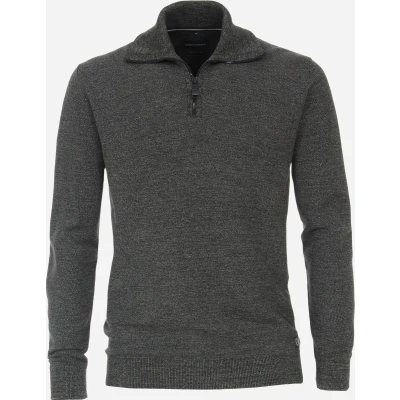 Afbeelding van Casa Moda Halfzip Trui Donkergroen maat XL Heren Schipperstrui met Regular fit Pasvorm Katoen