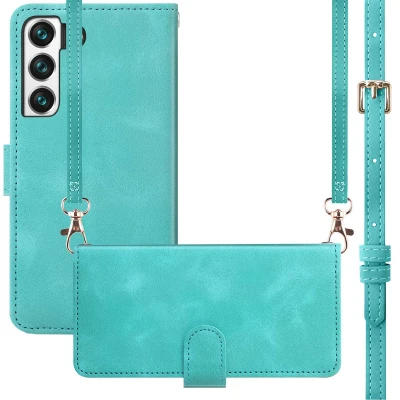 Afbeelding van Samsung Galaxy S22 Hoesje Kunstleder imoshion Bookcase Turquoise Telefoonhoesje