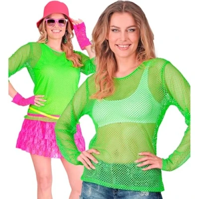 Afbeelding van Widmann Jaren 80 &amp; 90 Kostuum Visnet 80s Shirt Zwart Vrouw XXL Carnavalskleding Verkleedkleding