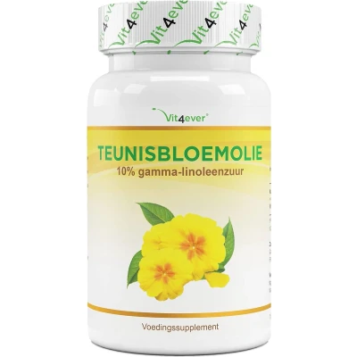 Afbeelding van Vit4ever Teunisbloemolie 180 capsules Hooggedoseerd met 2000 mg per dagelijkse dosis Premium: 10% gamma linoleenzuur GLA, natuurlijke vitamine E &amp; koudgeperst Laboratorium getest