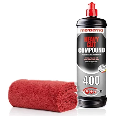 Afbeelding van detailmate Menzerna polijstset: 400 Heavy Cut 1 liter polish + microvezeldoek 550GSM, 40x40cm