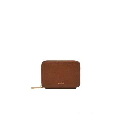 Afbeelding van Fossil Kaartenetui voor dames Logan ritssluiting LiteHide leer, SL10045200, bruin, 10.16 cm L x 1.91 W 7.62 H, Casual