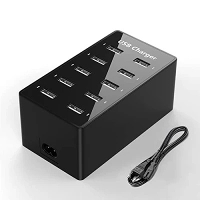 Afbeelding van ANNCAY USB Oplader, meerdere aansluitingen, 50W 10 USB, met intelligente detectietechnologie, geschikt voor mobiele telefoons, tablets, camera&#039;s, MP3 en andere apparaten