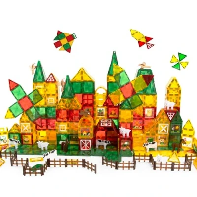 Afbeelding van Magnetic Tiles Magnetisch Speelgoed 80 Stuks Magnetische Tegels Montessori Bouwstenen Bouwblokken Bouw je Magna Wereld Kinderen Olvy