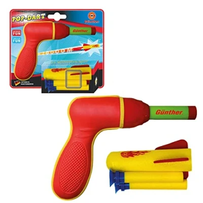 Afbeelding van Paul Günther 1542 Raketspel Pop Darts, luchtdruk raketwerper voor kinderen vanaf 4 jaar, incl. 1 zacht schuim raket en 2 darts