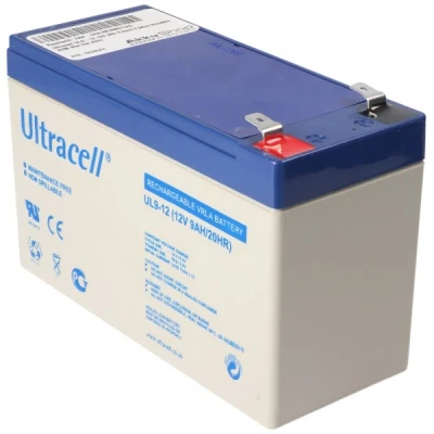 Afbeelding van Ultracell UL9 12 12V 9Ah 6.3mm Faston loodaccu AGM loodgelaccu