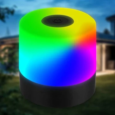 Afbeelding van B.K.Licht Oplaadbare RGB mini Tafellamp met USB C draadloos kleurverandering dimbaar buitenlamp 7x7 cm zwart