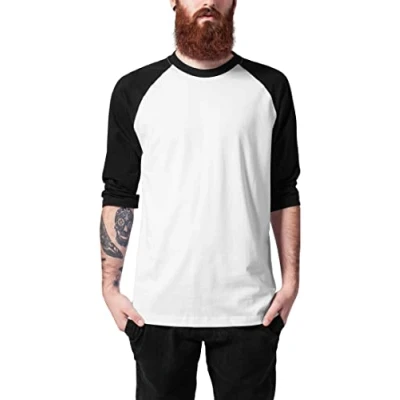 Afbeelding van Urban Classics Contrast 3/4 Sleeve Raglan Longsleeve, Heren, Maat: 5XL, White/black