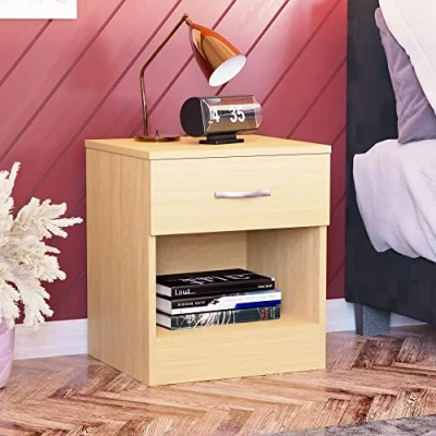 Afbeelding van Vida Designs Pine nachtkastje, 1 lade, metalen handgrepen en lopers