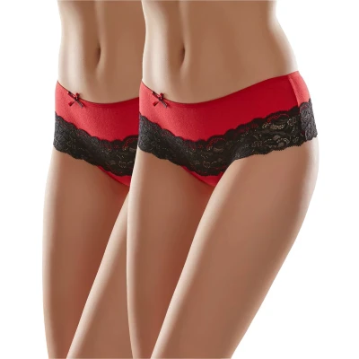 Afbeelding van Bellivalini Dames Slip Onderbroek Short Rood/zwart (2Pack) S MS GAB 96 Shorts 2P