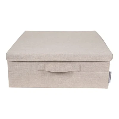 Afbeelding van BIGSO box OF SWEDEN Opbergdoos voor onder het bed, opvouwbare met handgrepen dekens, kleding, kussens, speelgoed en meer, opbergoplossing van polyester karton, beige