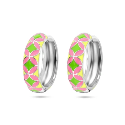 Afbeelding van zilver gerhodineerd klapoorringen emaille 1337133