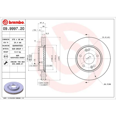 Afbeelding van Brembo Remschijven 09.9997.20