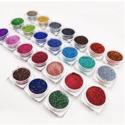 Afbeelding van Goodbitz® Glitters 24 delig Glitter poeder nail art nagels Strooi Knutsel knutselen Hobby gezicht make up Glitterpoeder