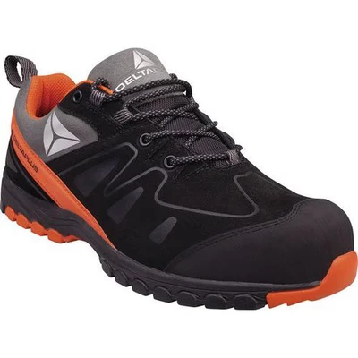 Afbeelding van Delta Plus BROOKS3NO39 Lage schoenen van nubuck, vetleer en nylon mesh, S3 HRO SRC, zwart/oranje, maat 39, zwart, oranje, 40 EU