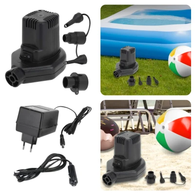 Afbeelding van Cheqo® Elektrische Luchtbedpomp 12V &amp; 230V Luchtbed Pomp Opblaaspomp Inclusief Adapter Snelle Opblaasfunctie Compact Lichtgewicht