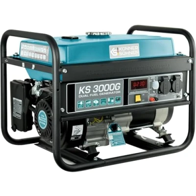 Afbeelding van Könner &amp; Söhnen KS 3000G hybride benzine LPG 4 takt stroomgenerator, koperen generatoren 3000 watt, 16 A, 230 V, generator voor kleine huizen, garage of camping