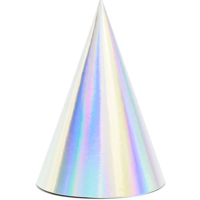 Afbeelding van Feesthoedjes iridescent met elastiekje, 6 stuks